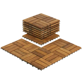 Bare Decor U-Snap Interlocking Flooring Tiles in Solid Teak Wood