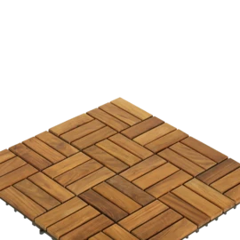 Bare Decor U-Snap Interlocking Flooring Tiles in Solid Teak Wood
